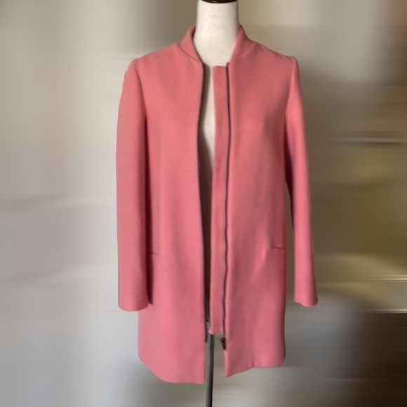 Zara Basic Zippered Outerwear Coat Pink S - Picture 8 of 10